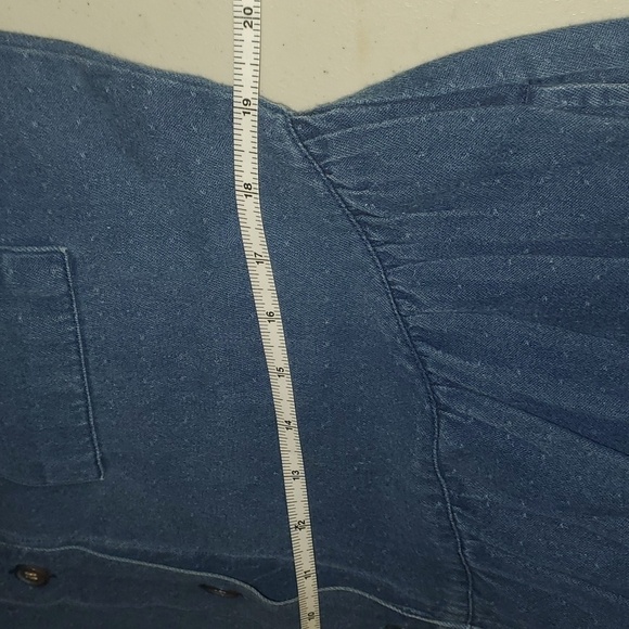 Eddie Bauer Blue Jean Dotted Pocketed‎ Button Down LS Sz M Dress - Picture 13 of 13